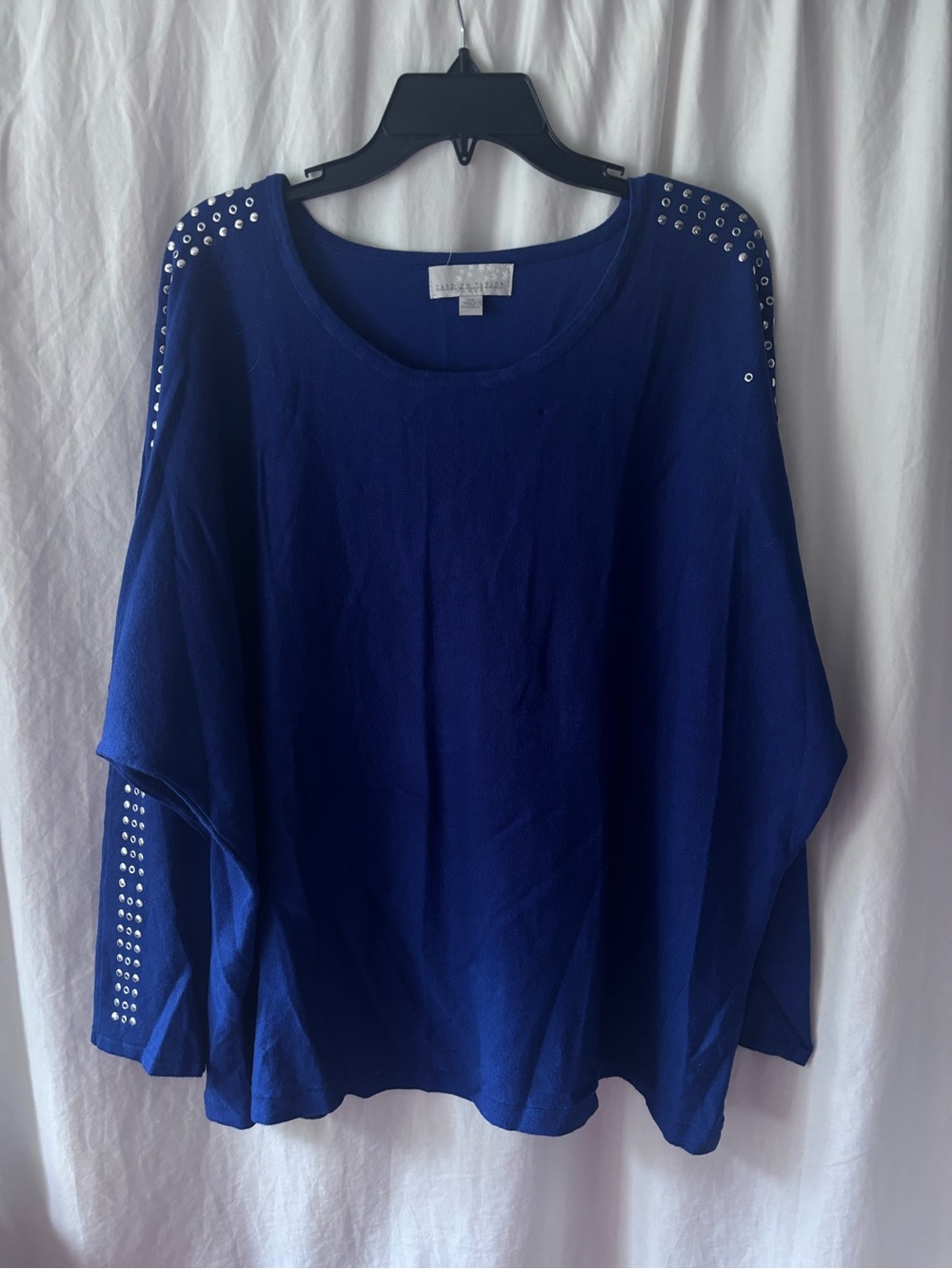 Carolyn Taylor Cobalt Blue Studded Shoulder & Sleeve Top